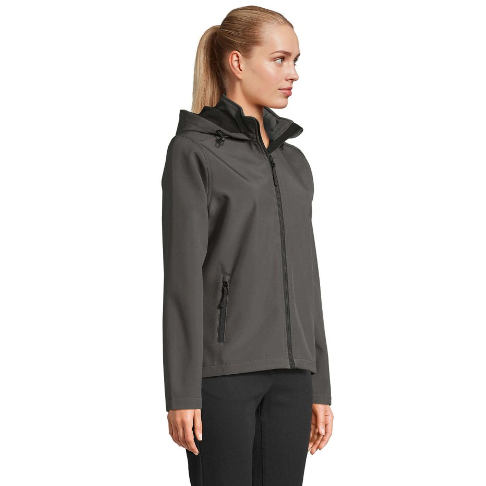 Куртка софтшел жіноча SOL'S Race Hooded - Вугільно-сірий / 3XL