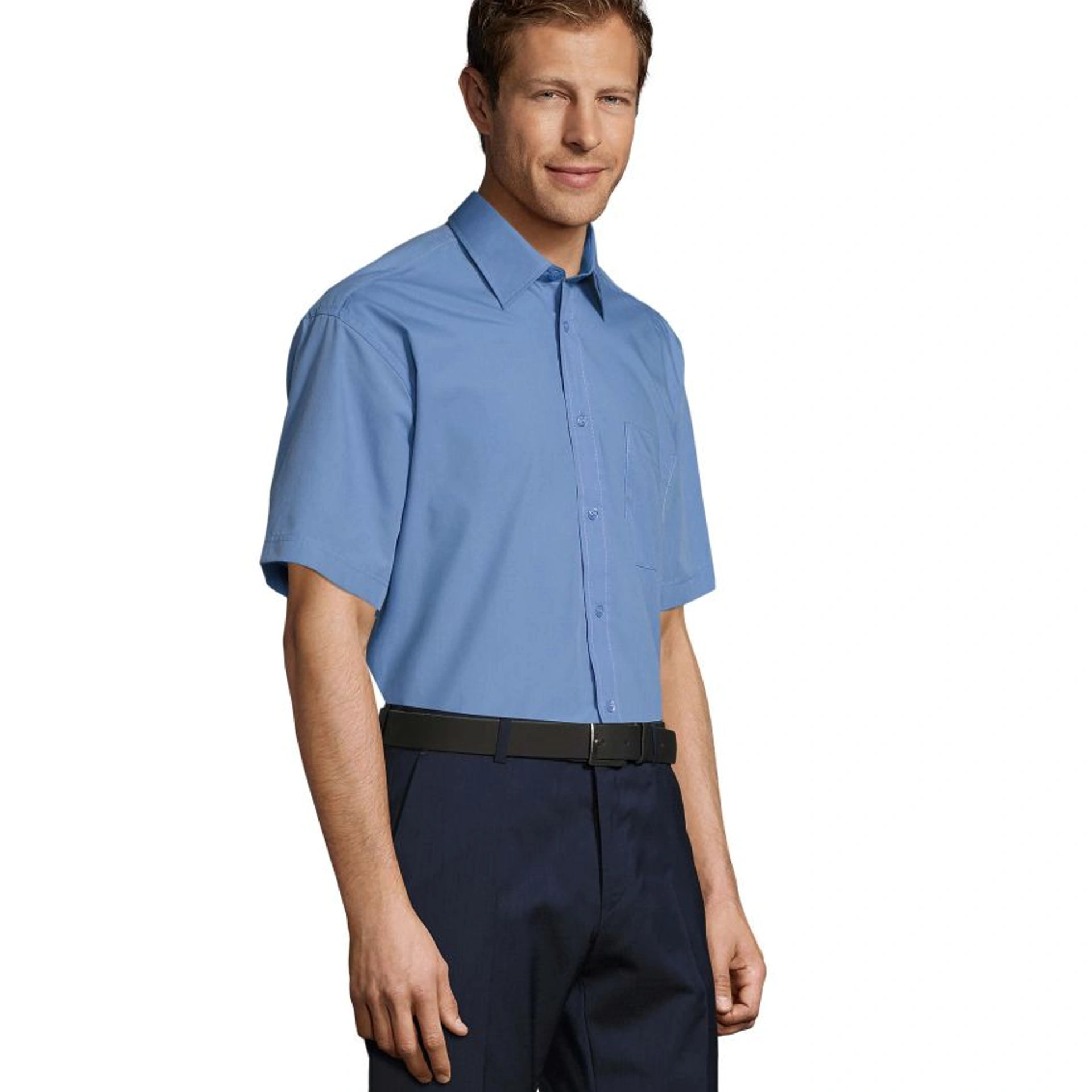 Сорочка чоловіча SOL'S Bristol Short Sleeve - Середньо-синій / 3XL