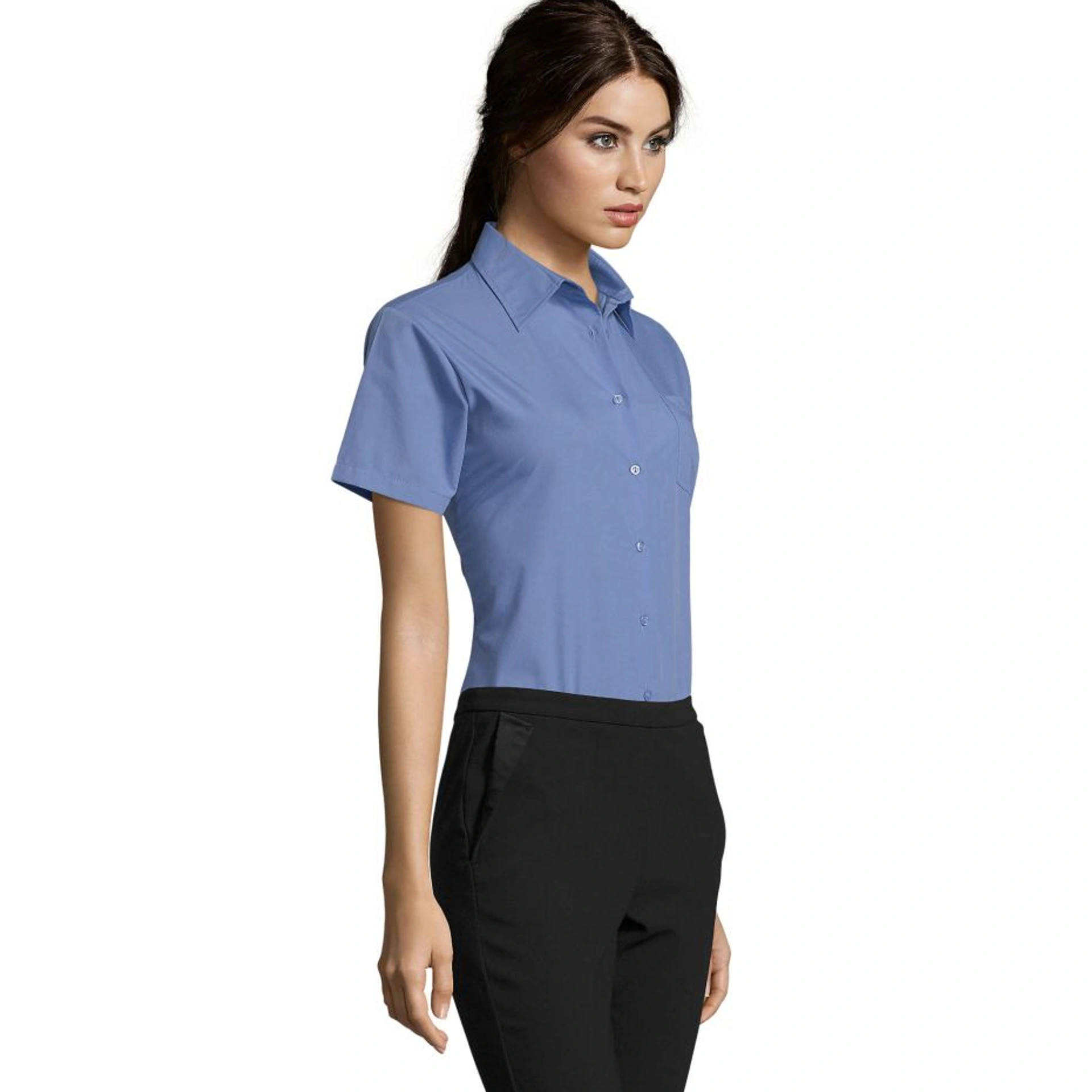Сорочка жіноча SOL'S Escape Short Sleeve - Середньо-синій / L