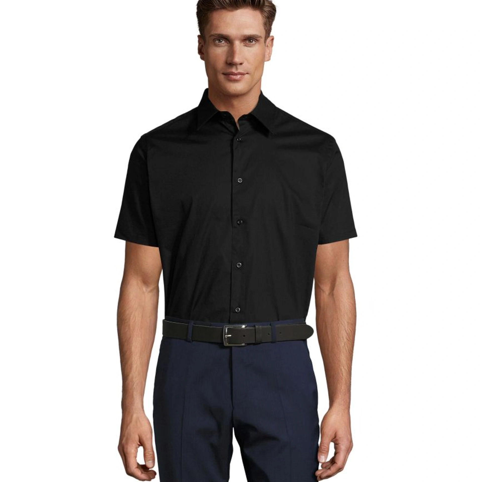 Сорочка чоловіча SOL'S Broadway Short Sleeve - Чорний / 3XL