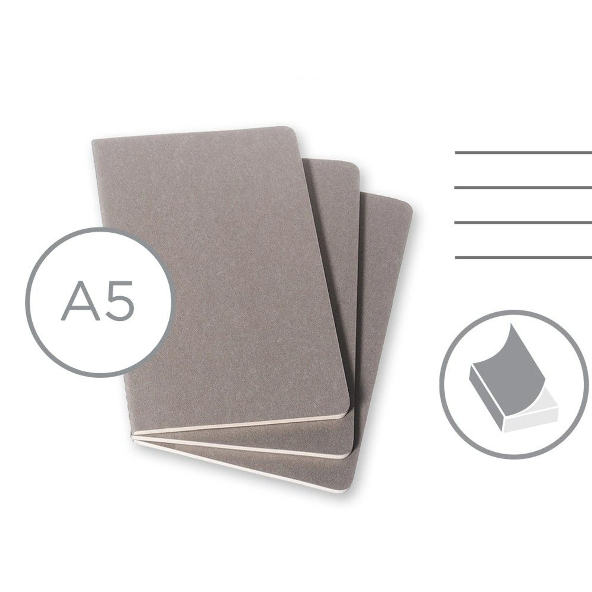 Блокнот в лінію А5 Voyager Moleskine Cahier Journal, м'яка обкладинка - Сірий
