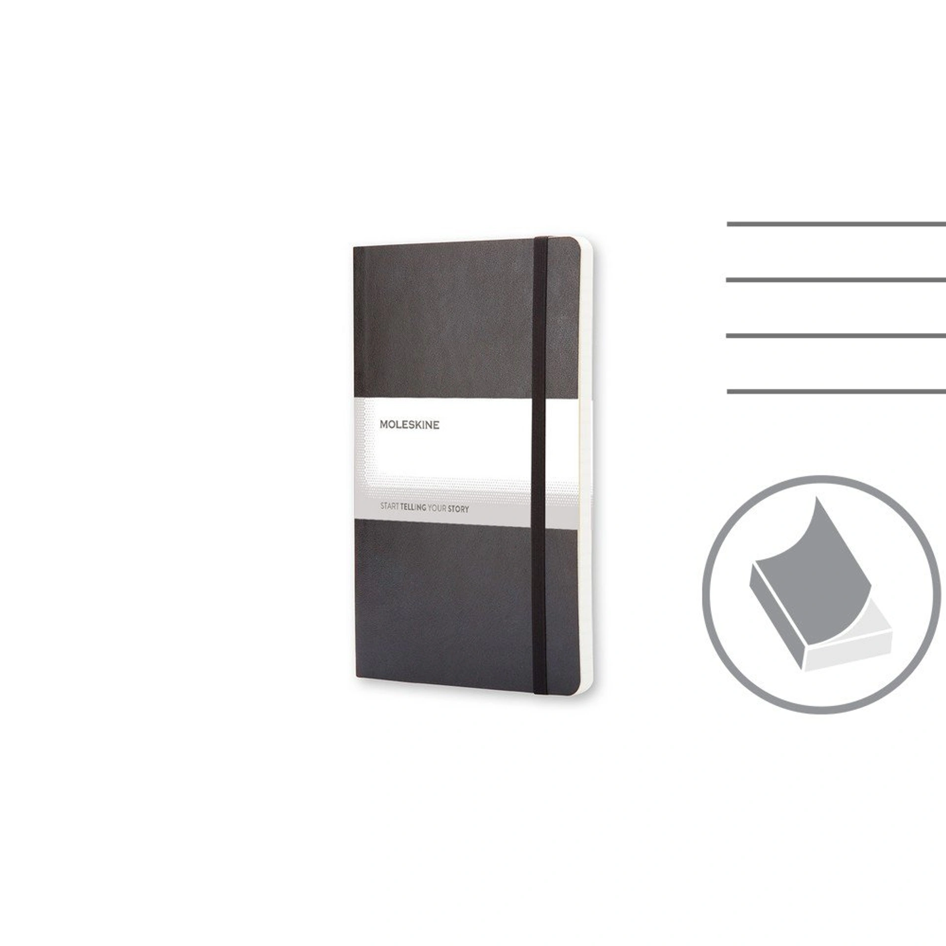 Блокнот в лінію А5 Voyager Moleskine, тверда обкладинка - Чорний
