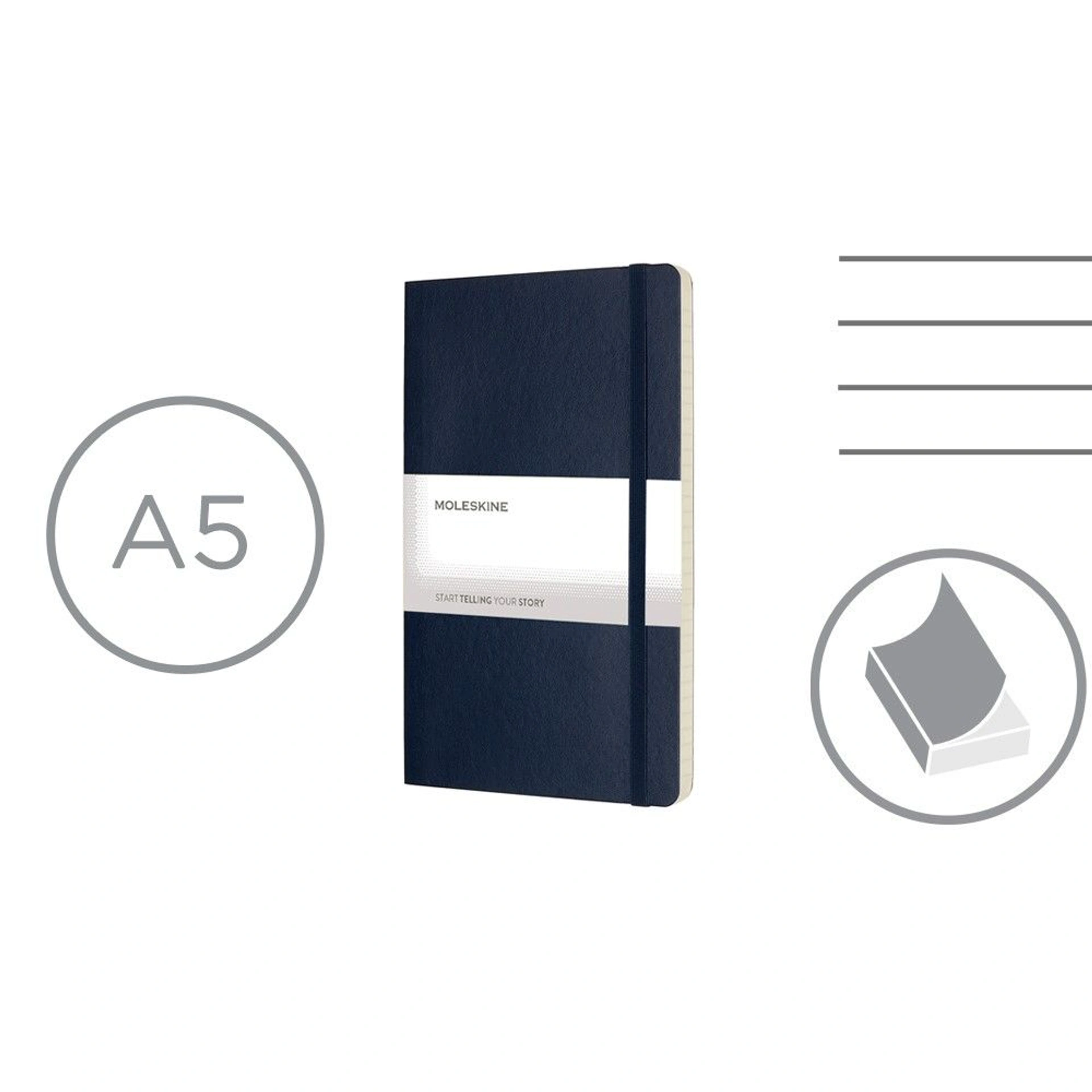 Блокнот в лінію А5 Voyager Moleskine, тверда обкладинка - Темно-синій