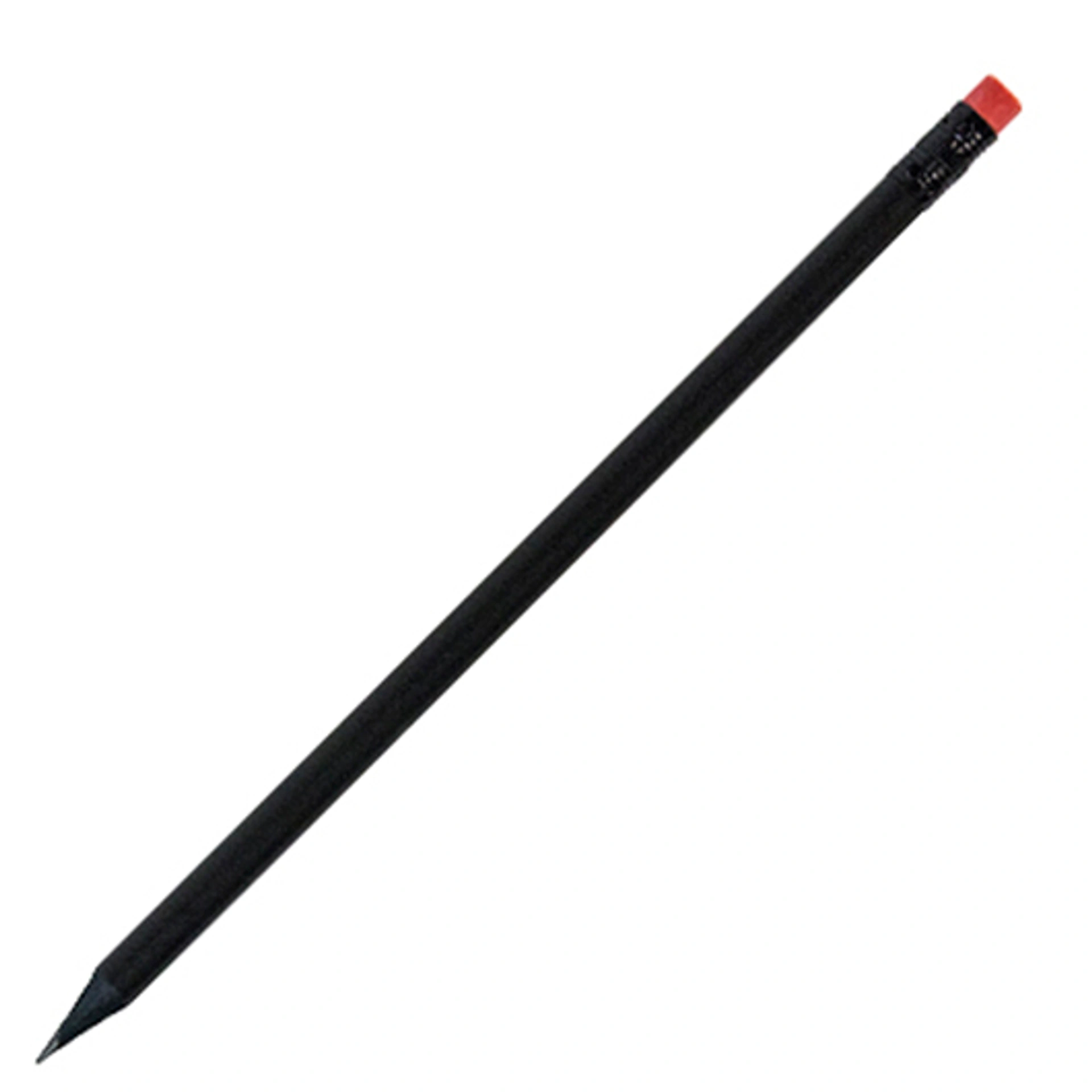Олівець простий з гумкою, BLACK STRIPE, Ø7x190 мм - Червоний / Чорний