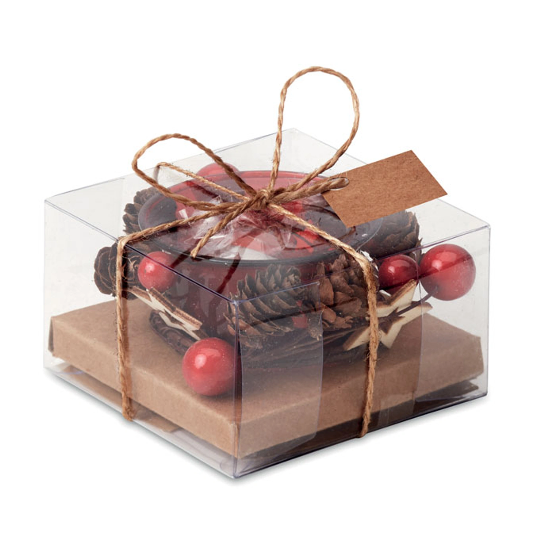 Свічник скляний у подарунковій коробці, BOUGIE, 6x4 см - Червоний