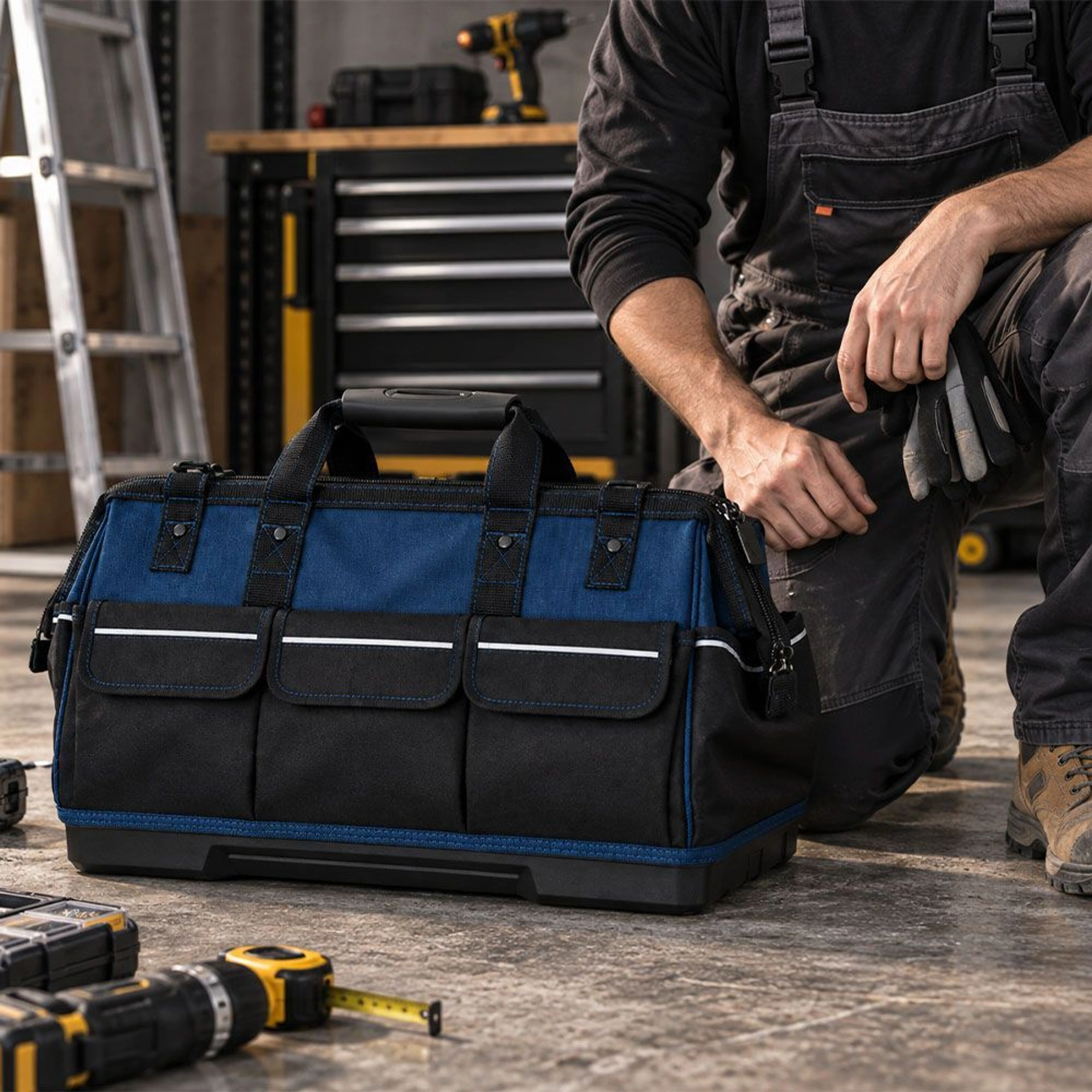 Сумка для інструментів Nikibo Gear 23" з пластиковим дном - Чорний / синій