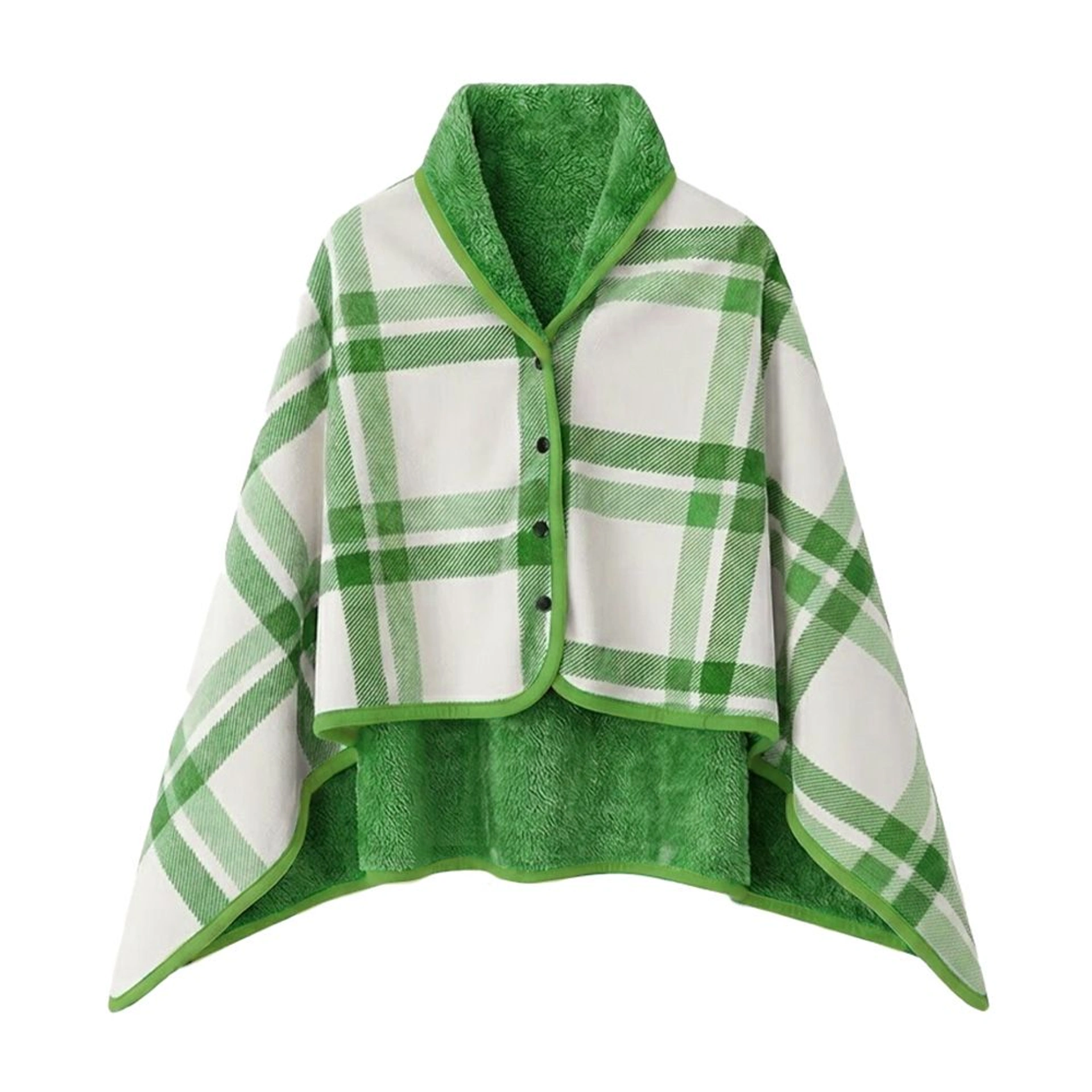 Плед-пончо флісовий Soft Me Poncho M 70х140см - Зелений / білий