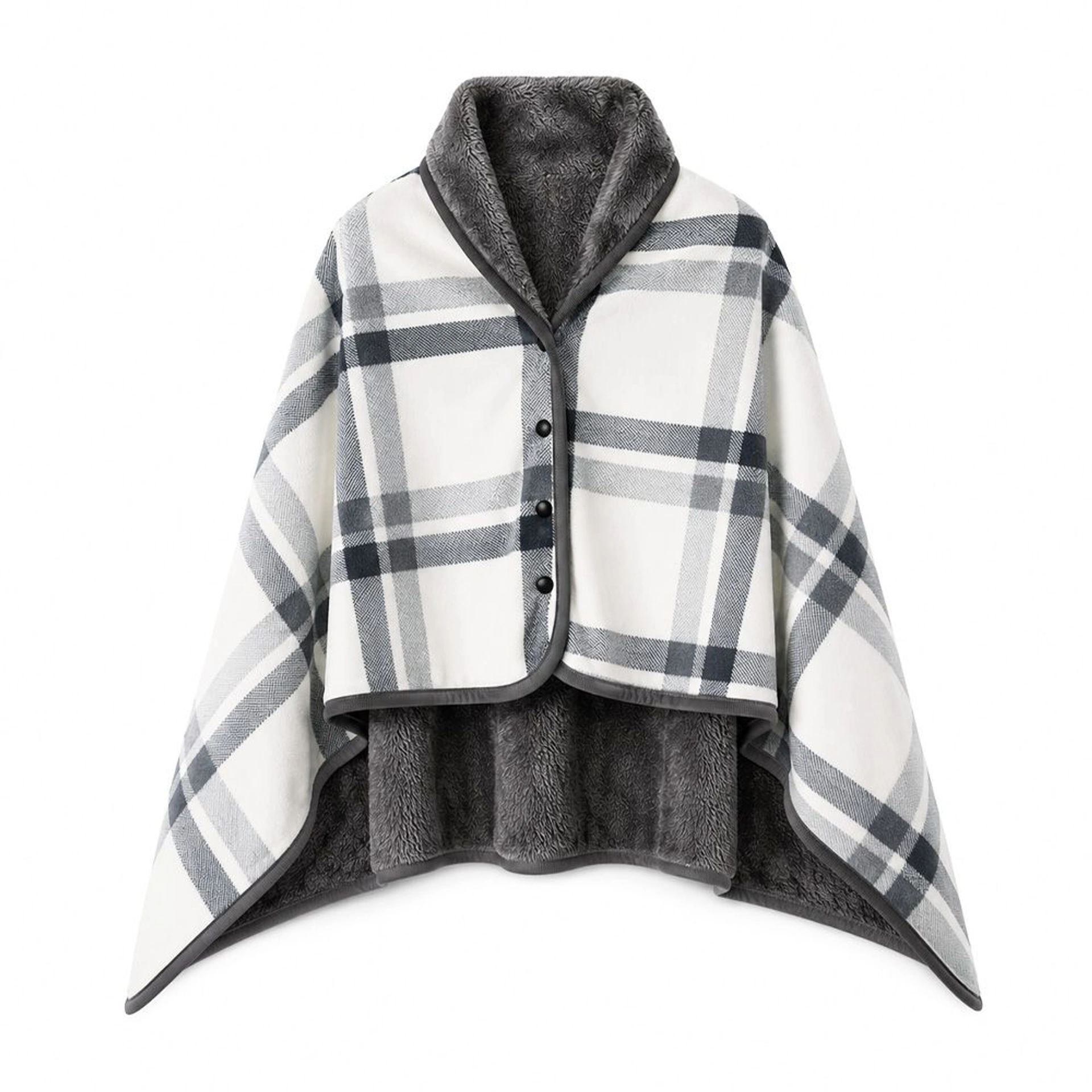 Плед-пончо флісовий Soft Me Poncho M 70х140см - Сірий / білий