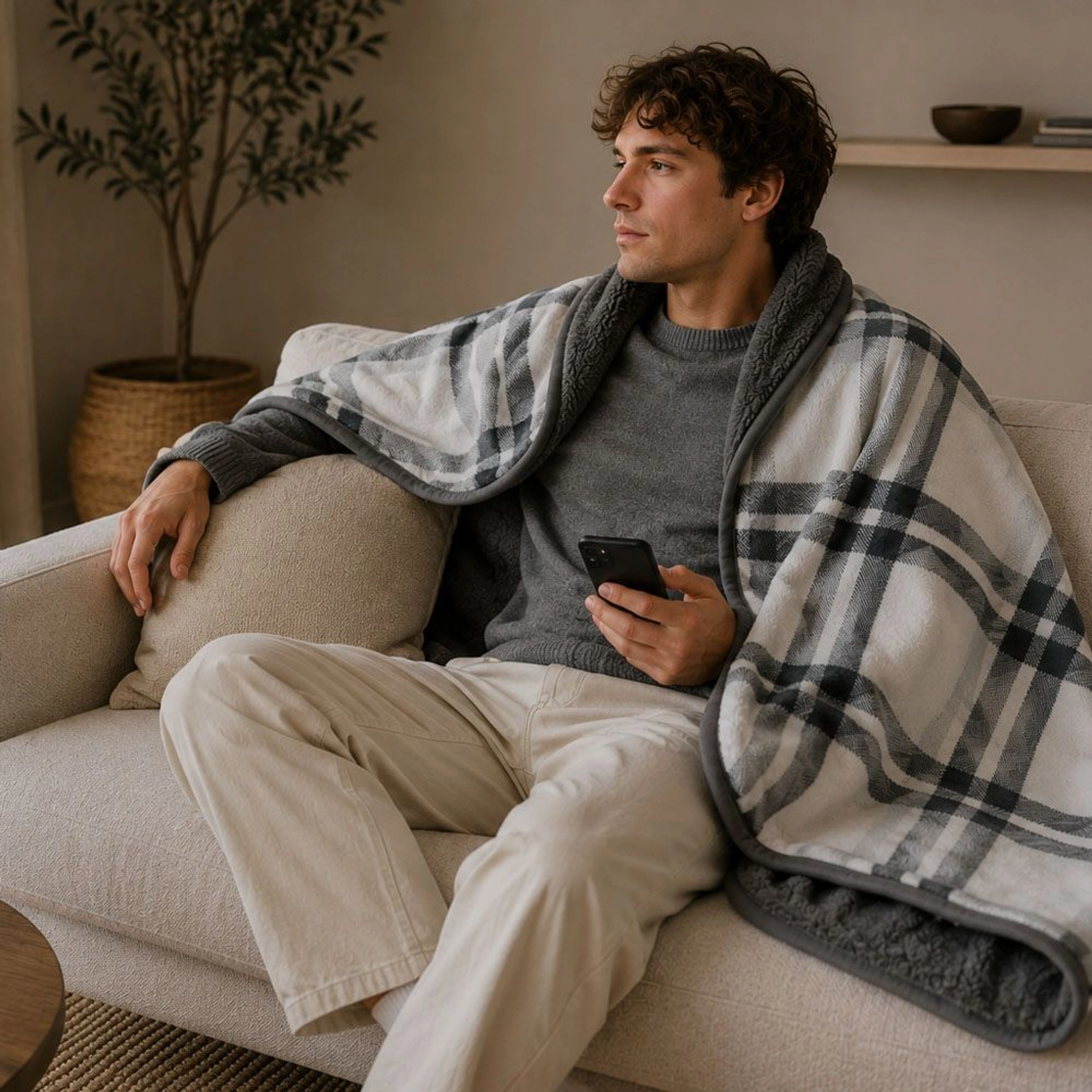 Плед-пончо флісовий Soft Me Poncho L 100х140см - Сірий / білий