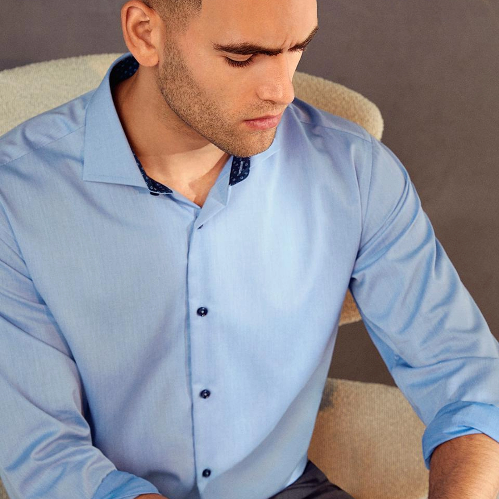 Сорочка чоловіча Seven Seas Fine Twill Virginia slim - Блакитний / 2XL